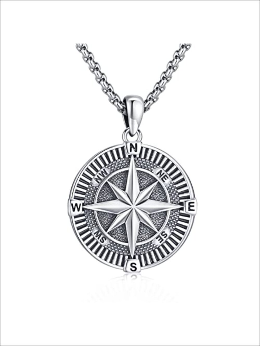 925 Sterling Silver Compass Necklace Pendant for Women Men Urn Locket